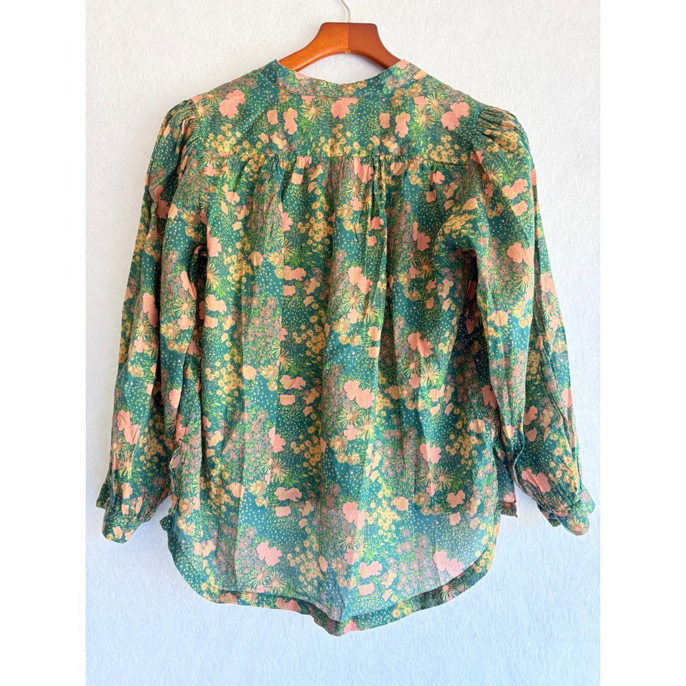Birds of Paradis by Trovata Bailey Blouse Woodbine Cluster Floral Ramie Cotton - Picture 7 of 7